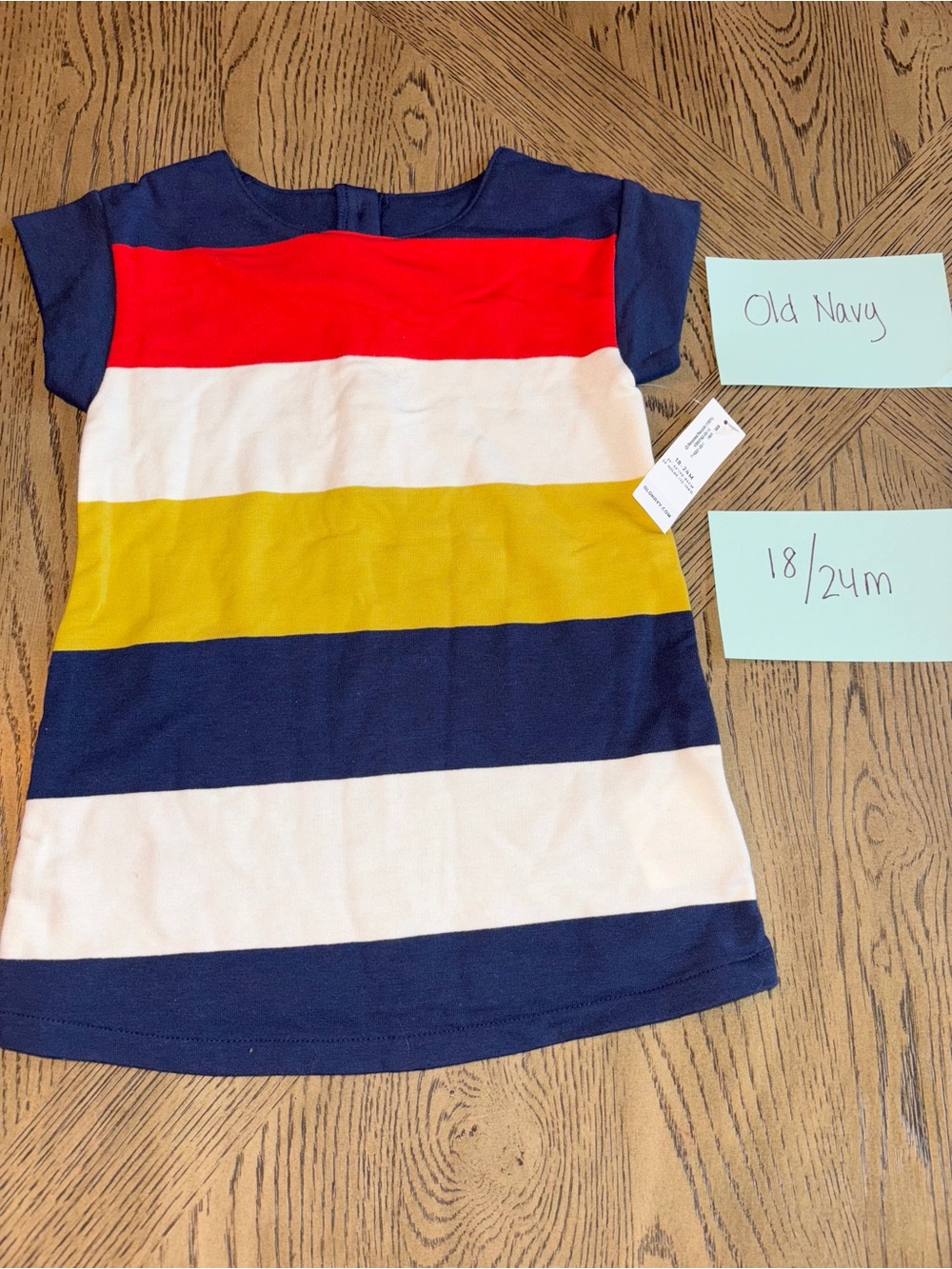 Old Navy Multicolor Stripe Kids Dress - Navy, Red, Yellow, White